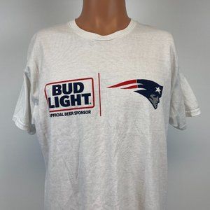 New England Patriots Bud Light Sponsor Promo T Shirt NFL Football White Size L